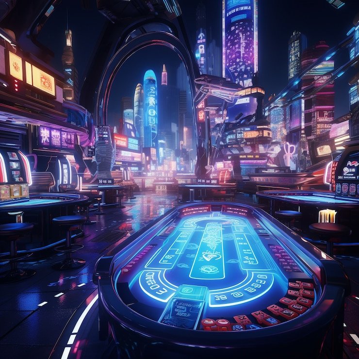 Live dealer casino table with cards and chips on screen