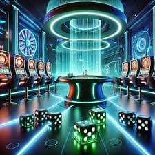Mobile phone showing casino game lobby with colourful slot icons